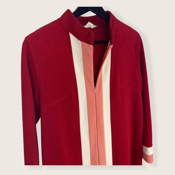 Vintage 60s Vanity Fair Long Sleeve Zip Up House Dress Robe Large - Picture 2 of 13